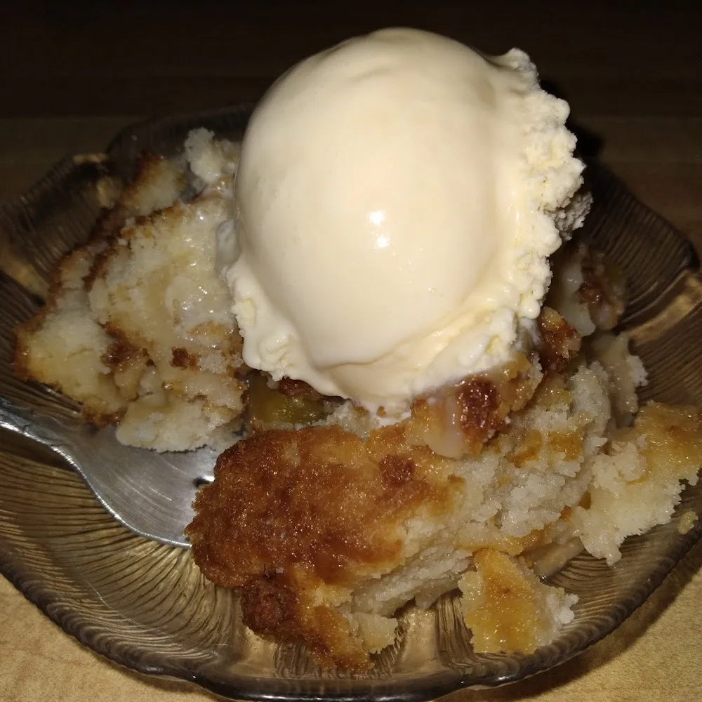 Peach Cobbler and Ice Cream